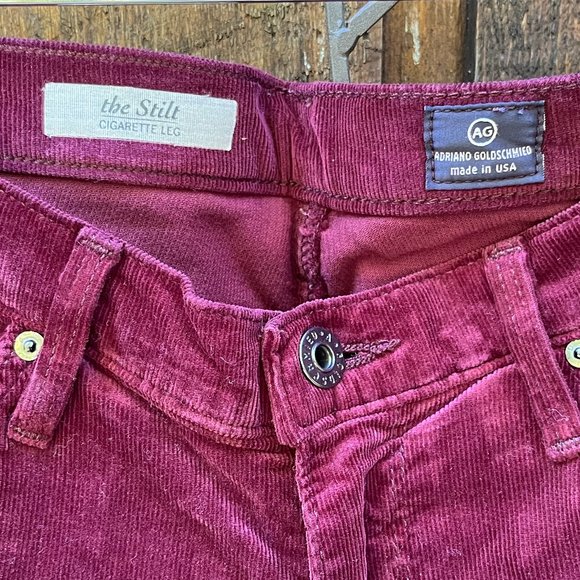 AG ADRIANO GOLDSCHMIED Pants Wine Maroon Burgundy The Stilt Cigarette Leg 27R - Picture 6 of 7